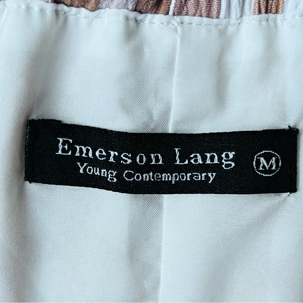 Emerson Lang Gingham Bubble Hem Midi Skirt Medium Beige White - Picture 6 of 7